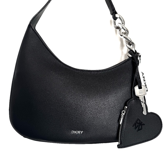 Dkny Handbags - 🖤 DKNY Black Hobo Shoulder Bag with Heart Pouch — New